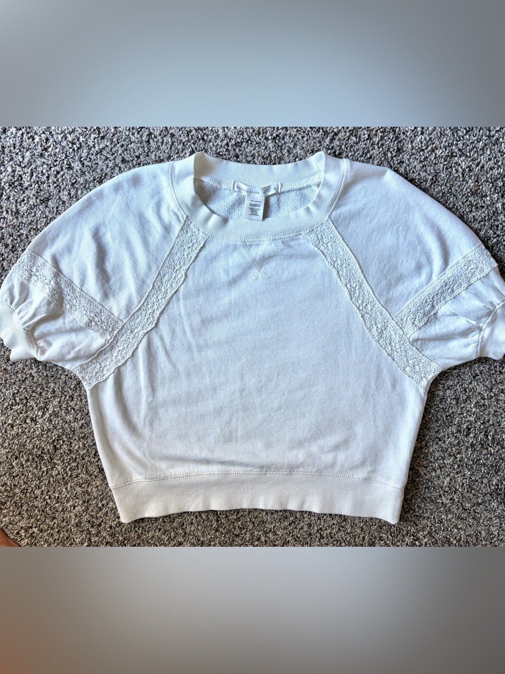 Altar'd State White Lace-Trim Cropped Sweatshirt. Boho, Coastal, Cottagecore 🤍🤍 - Picture 3 of 8
